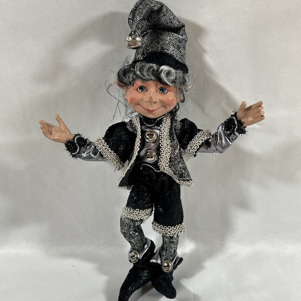Floridus Bling 2015 Christmas Elf Doll 10” Black Silver Posable Rare HTF